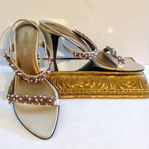 Bisou Bisou Strappy Pearl Lavender Beaded Sandals 2/$10 or FREE w/ $20 Purchase
